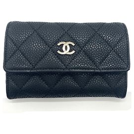 Chanel Black Grained Calfskin Card Case