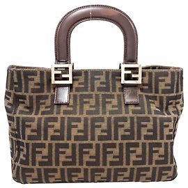 Borsa a mano in tela con motivo Zucca Fendi