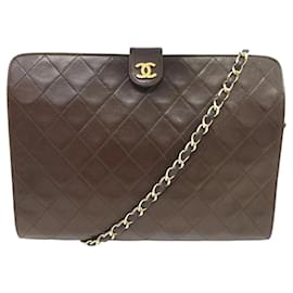 VINTAGE CHANEL CC LOGO HANDTASCHE 1985 QUILTED BRAUNES LEDER SCHULTERTASCHE