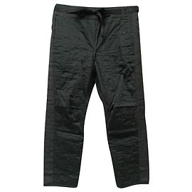 Pantalones rectos de algodón negro adornados de Isabel Marant