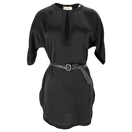 Saint Laurent Mini-Kleid mit Gürtel aus schwarzem Acetat
