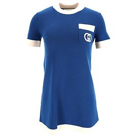 Abito Mini in Maglia Ricamato GG Gucci in Poliestere Blu