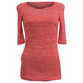 Top a righe Prada con maniche 3/4 in cotone rosso