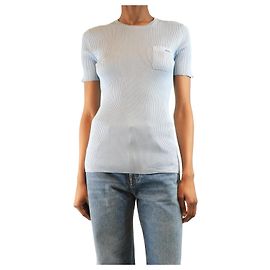 Prada Helles blauer Seidenpullover mit Rundhalsausschnitt - Größe UK 8