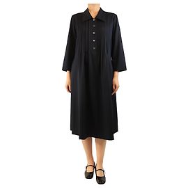 Autre Marque Vestido midi plissado de lã azul marinho - tamanho UK 12