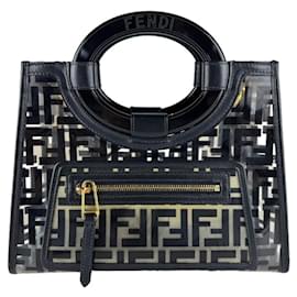 Bolsa de mão Runaway Shopper Fendi em couro vinil preto e transparente