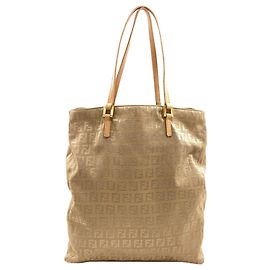 Borsa a mano in tela con motivo Zucca Fendi