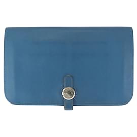 Cartera Hermès Dogon GM de cuero Togo azul jean