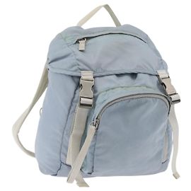 PRADA Rucksack aus Nylon hellblau Silber authentisch 175701