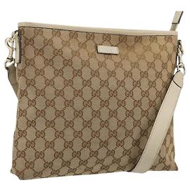 Borsa a Spalla GG Canvas Gucci Beige Oro 388924 Auth 176257