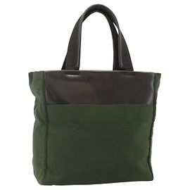 PRADA Tote Bag aus Nylon Khaki Silber authentisch bs34763