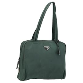 PRADA Tote Bag aus Nylon in Grün Silber Auth ep14041
