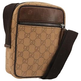 Borsa a Spalla GG Canvas Gucci Beige Argento 101680 Auth bs34651