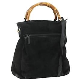 Borsa a mano GUCCI Bamboo Suede 2 vie Nero Oro 002 2122 0506 Auth ep14234