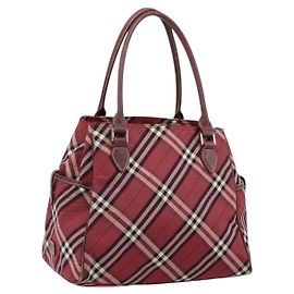 Borsa a mano Burberry Nova Check Blue Label in nylon rosso argento autentica bs34679