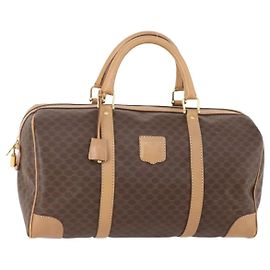 Céline Borsa Boston in tela Macadam CELINE in pelle PVC marrone oro Auth BAZ495