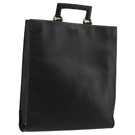Borsa a mano in pelle nera e oro GUCCI Auth bs34709