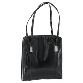 Borsa Tote GUCCI in pelle verniciata nera argento 002 2058 0435 Auth bs34710