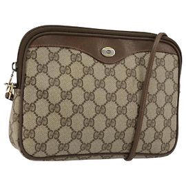 GUCCI GG Supreme Shoulder Bag PVC Beige Gold 89 02 068 Auth ep14193