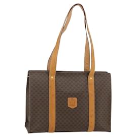 Céline CELINE Macadam Canvas Tote Bag aus PVC-Leder in Braun-Gold Auth ka4146