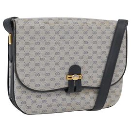 Gucci Micro GG Supreme Schultertasche PVC Navy Gold 001 406 1780 Auth 175726