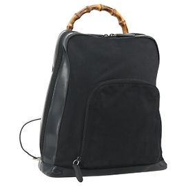 Borsa a Spalla Gucci Bamboo Nylon Nero Argento 003 2058 0059 5 Auth bs34656