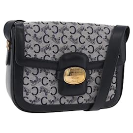 Borsa a Spalla Celine C Sulky in Tela Blu Navy e Oro Auth 176184A - Céline