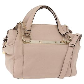 Chloé Chloe Handtasche aus Leder 2-Wege Beige Gold Auth BA12288A