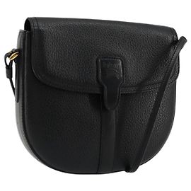 Borsa a Spalla Burberrys in Pelle Nera e Oro Auth 176661