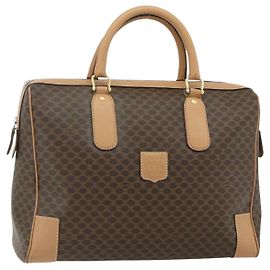 Céline Boston-Tasche aus Macadam-Canvas von CELINE aus PVC-Leder in Braun-Gold Auth ep14259A
