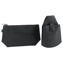 LOUIS VUITTON Epi Sherwood Sac Depaul Pouch 2 Set Negro LV Auth ka4153