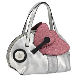 GUCCI Kinderhandtasche aus Leder Silber Auth 177083A
