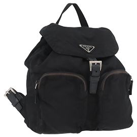 PRADA Backpack Nylon Black Silver Auth 175963