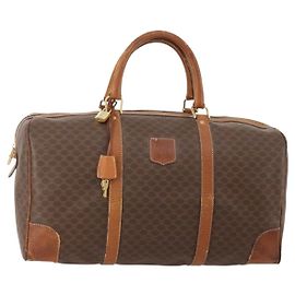 Céline Borsa Boston in tela Macadam CELINE in pelle PVC marrone e oro Auth ti3843
