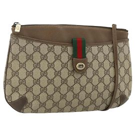 GUCCI GG Supreme Web Sherry Line Tasche aus PVC Beige Rot 904 02 026 Auth 176680
