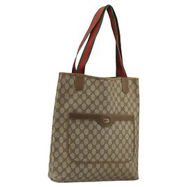Borsa tote in PVC beige GG Supreme Web Sherry Line di GUCCI 002 23 4487 Auth 175837