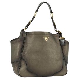 Bolso de Hombro de Cuero PRADA Oro Auth 175839A