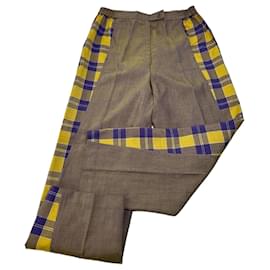 Pantalones de panel de tartán vintage Dior de algodón multicolor M