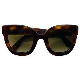 Gafas de sol de acetato en forma de mariposa Gucci Havana marrón carey con lentes degradadas, logo GG y estrellas