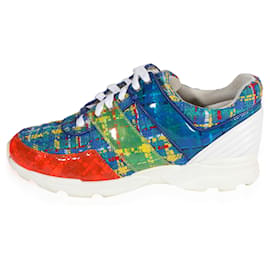 Chanel 17S Mehrfarbige PVC Tweed Sneakers 40.5