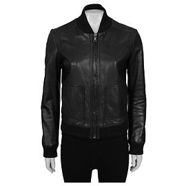 Chaqueta Bomber de Cuero Negro Dolce & Gabbana - IT38/XS de segunda mano