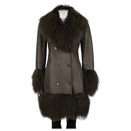 Gianfranco Ferré Abrigo de shearling verde Ferre IT42 de segunda mano