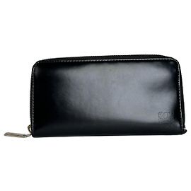 Autre Marque Vintage Junko Koshino Zip-Around Wallet Leather Black