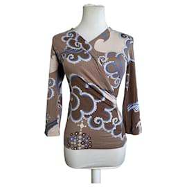 Vintage Emilio Pucci Wickeloberteil aus Rayon Mehrfarbig S