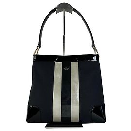 Borsa a spalla in tela Gucci vintage nera e bianca