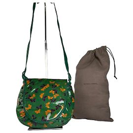 Borsa a spalla vintage Bottega Veneta con stampa a farfalla verde in vernice