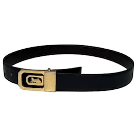 Cinturón de cuero reversible Vintage Celine Sulky negro 80 cm - Céline