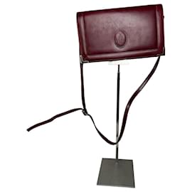 Borsa a Spalla Vintage Cartier Must de Cartier in Pelle Bordeaux