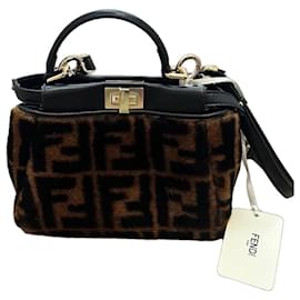 Fendi Peekaboo Iconic Mini Shearling FF Zucca Bag