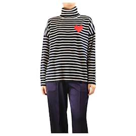 Navy- und weiß gestreifter Rollkragenpullover - Größe M - Autre Marque